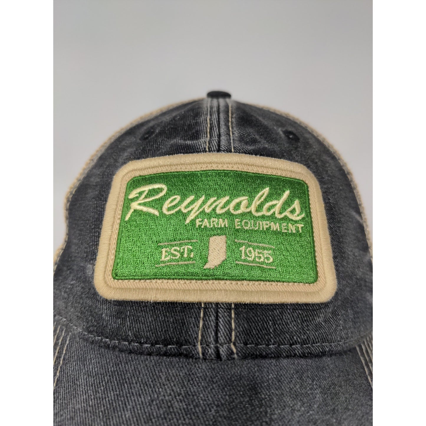 Reynolds Farm Equipment Snapback Mesh Back Hat Gray & Tan Embroidered Logo