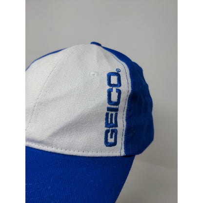 Geico Strapback Adjustable Hat OSFA Blue & White Embroidered Logo & Gecko