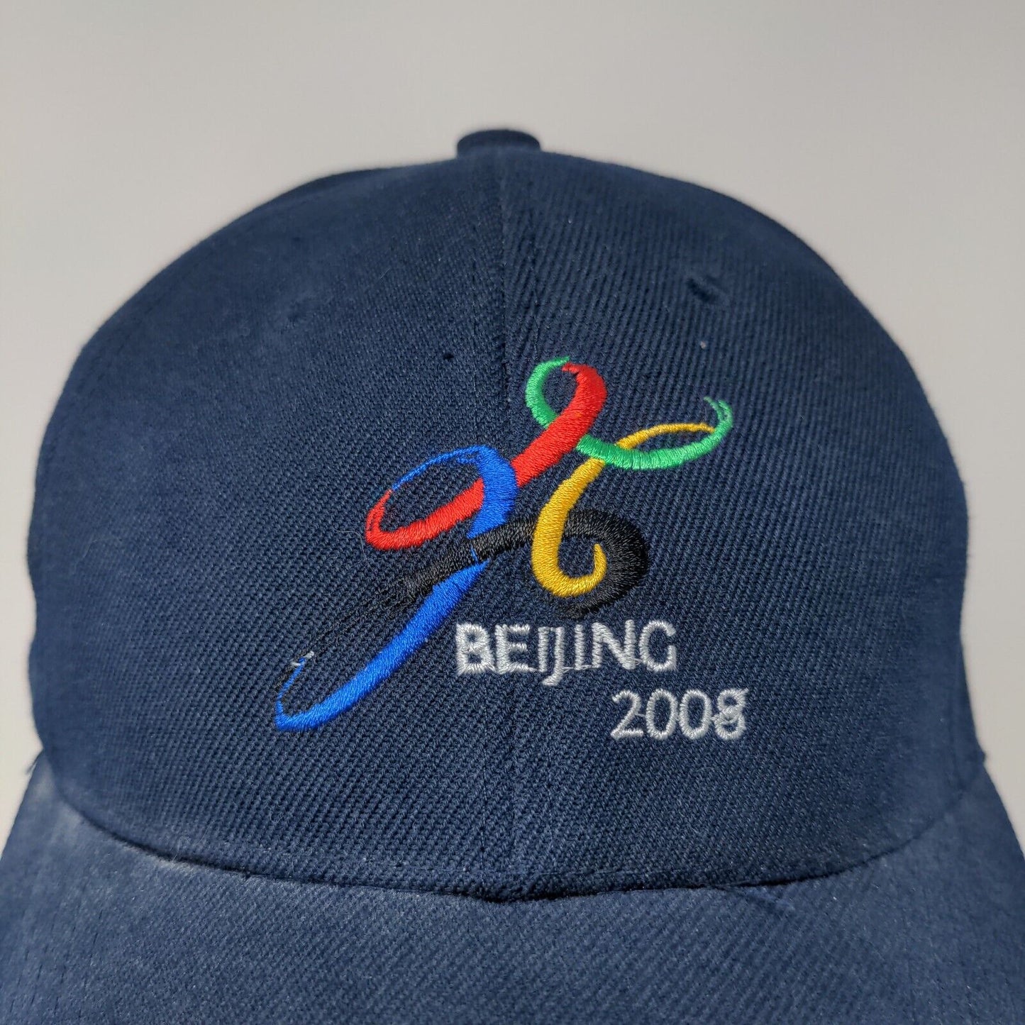 Beijing Olympics 2008 Slideback Hat Blue Adjustable Embroidered Logo