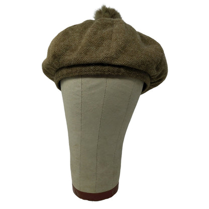 C.C. Exclusives Wool Blend Pom Pom Hat Brown Quilted Liner Logo