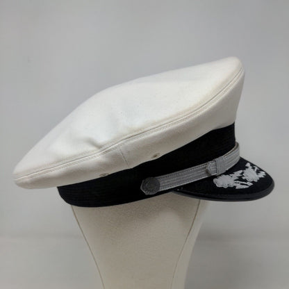 Flight Ace Men's Pilot Captain Hat White Size 7 1/4 Vintage Embroidered