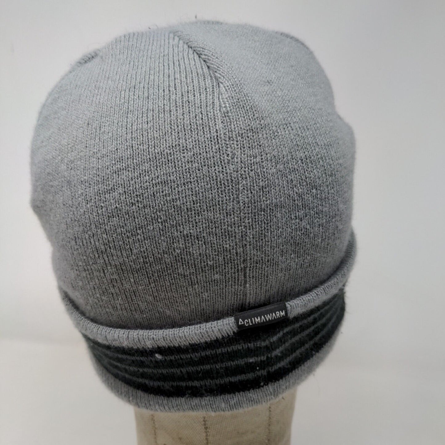 Adidas Men's Knit Beanie Hat Gray One Size Striped 100% Acrylic Warm Soft