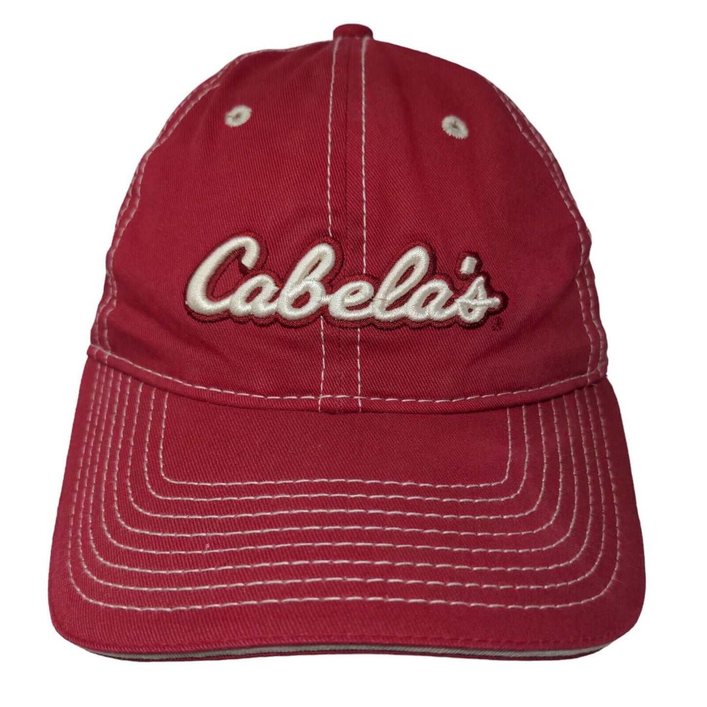 Cabela's Men's Slideback Hat Red OSFM Adjustable Embroidered Logo Spell Out