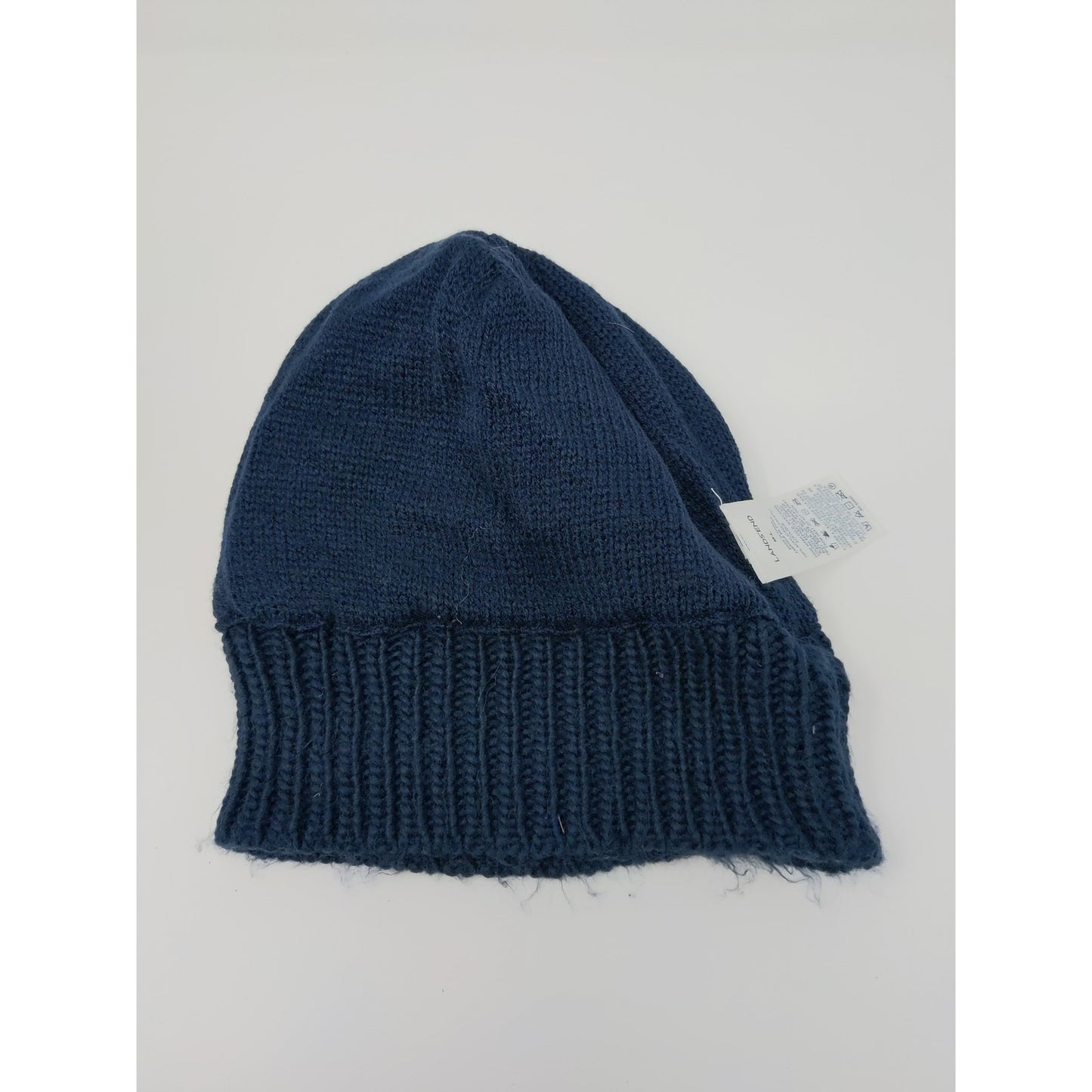 Land's End 100% Acrylic Beanie Hat Blue Size M-L Striped Diamond Pattern