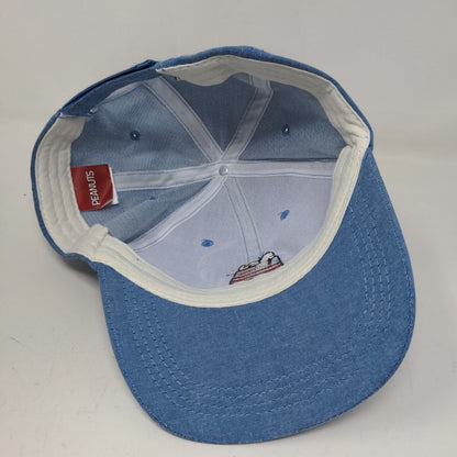 Peanuts Men's Strapback Hat Blue OSFM Embroidered Snoopy Logo Patriotic