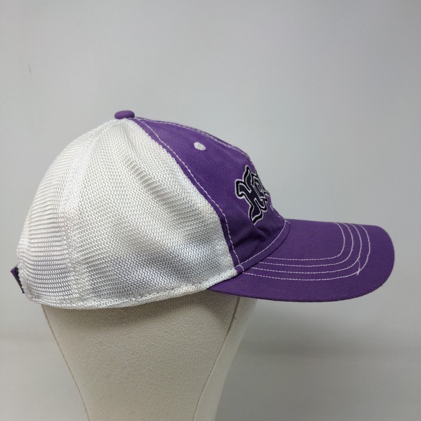 Hoosier Tire Men's Strapback Mesh Back Hat Purple White OSFA Embroidered Logo