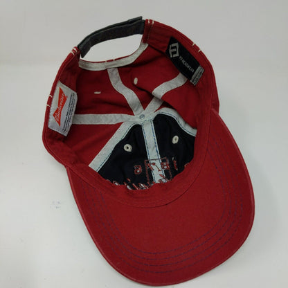 Budweiser Strapback Hat Embroidered Logo Red & Gray Adjustable