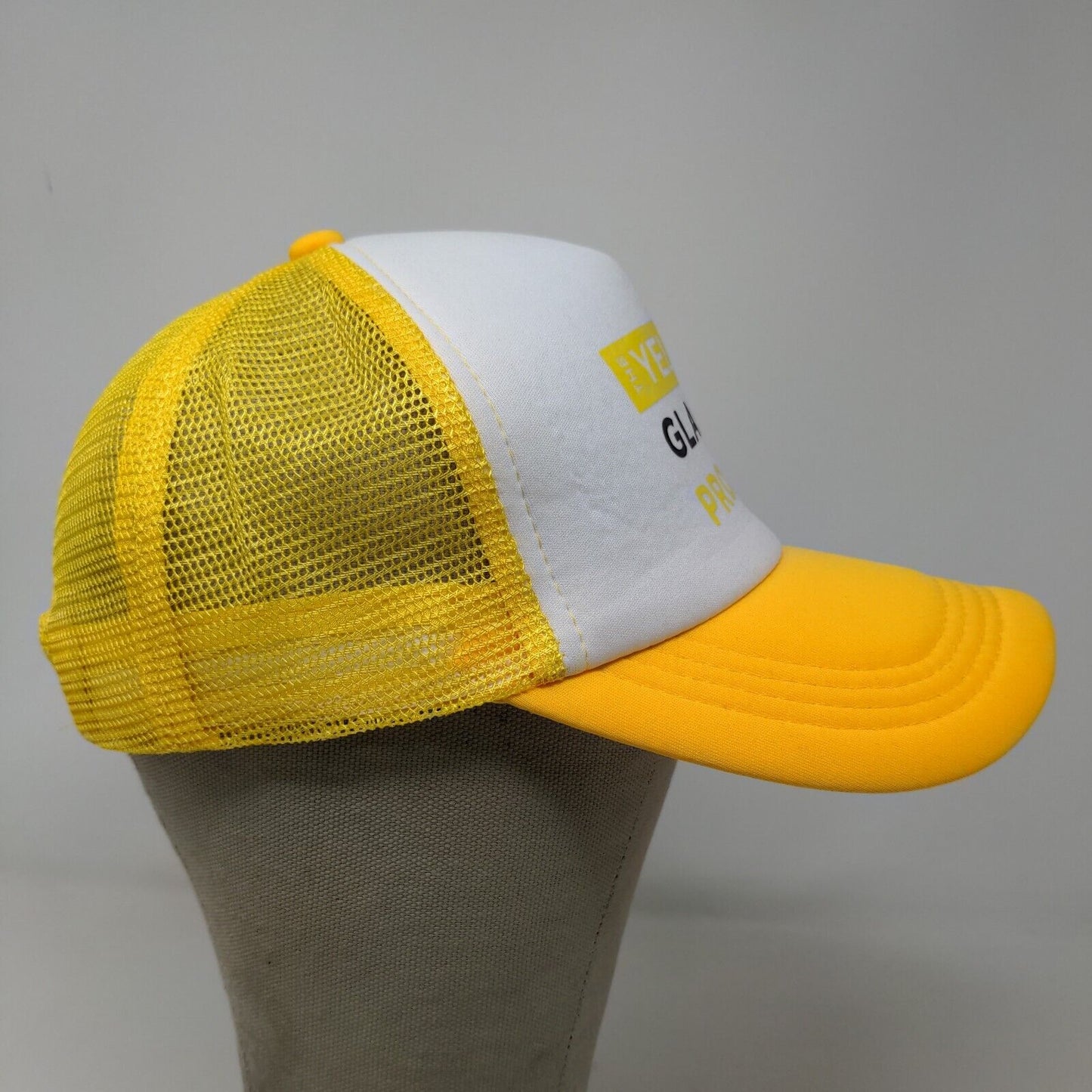 Dollar General Mens Yellow Glasses Project Snapback Mesh Back Hat Yellow White