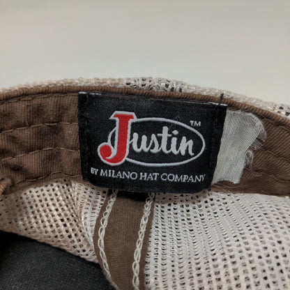 Justin Men's Strapback Mesh Back Hat Brown White Embroidered Logo