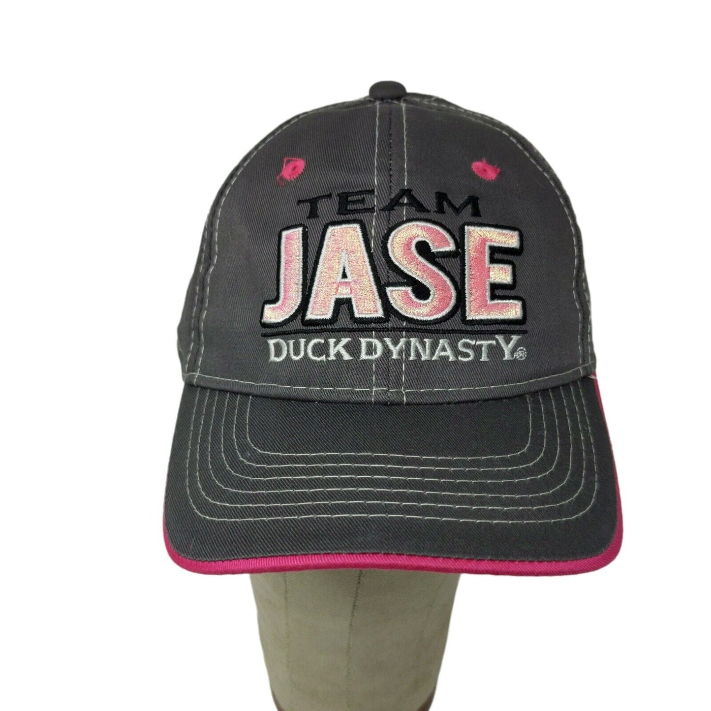 Team Jase Duck Dynasty Hat Gray Pink Embroidered Strapback Adjustable