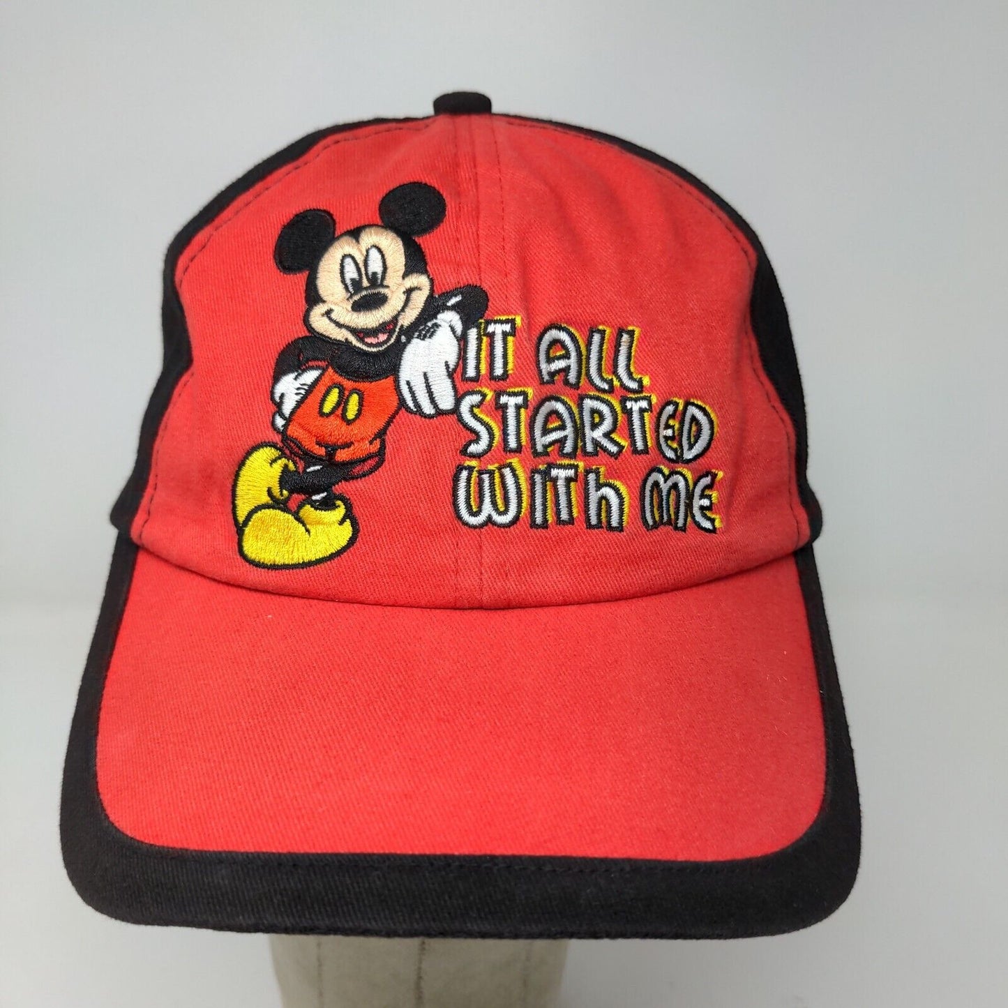 Walt Disney World Kids Strapback Hat Black Red Embroidered Mickey Mouse