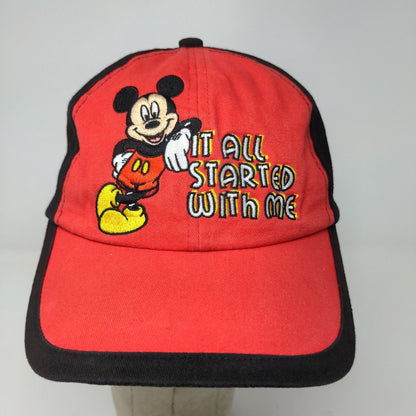 Walt Disney World Kids Strapback Hat Black Red Embroidered Mickey Mouse