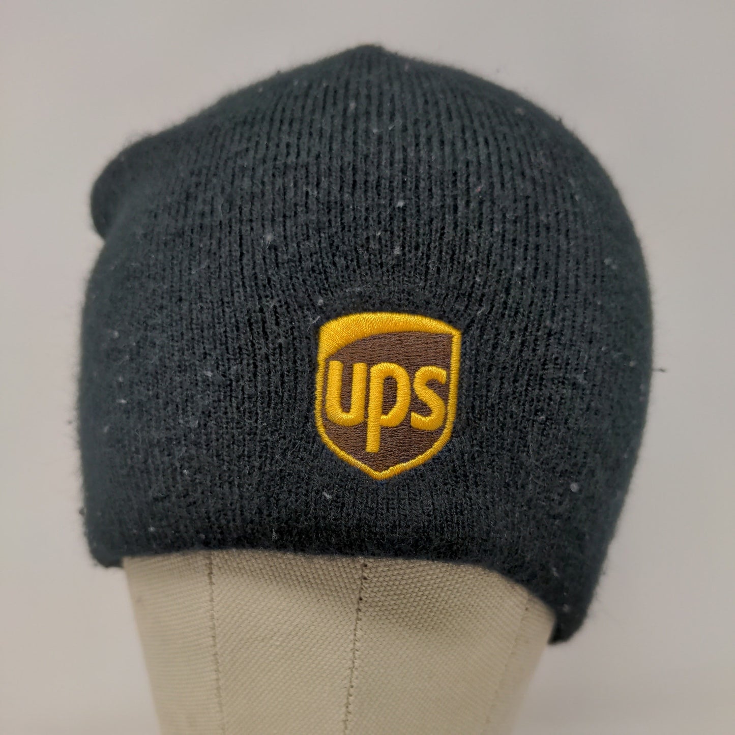 UPS Employee Uniform Beanie Hat Black Embroidered Logo Delivery OSFA