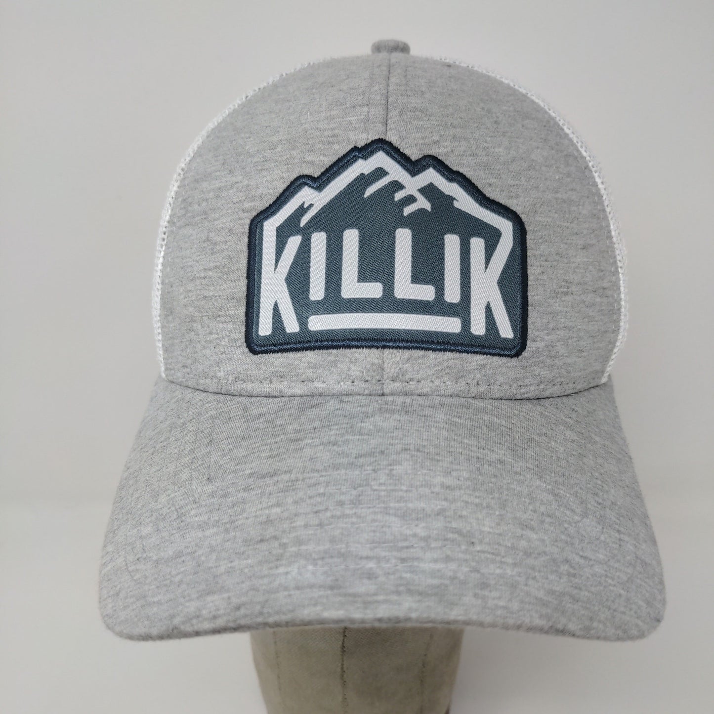 RARE SAMPLE Killik Snapback Mesh Back Hat Embroidered Logo Spell Out Gray White