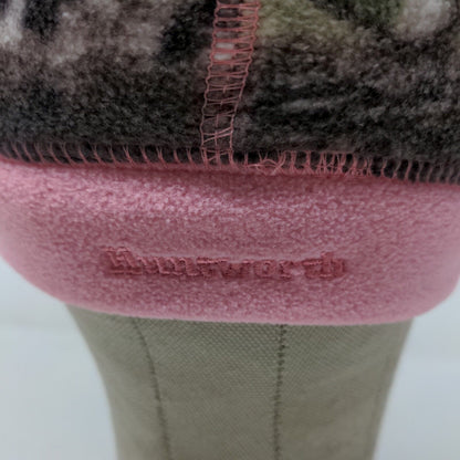 Huntworth Girls Camo Beanie Hat Fleece Green Brown Pink One Size Embroidered