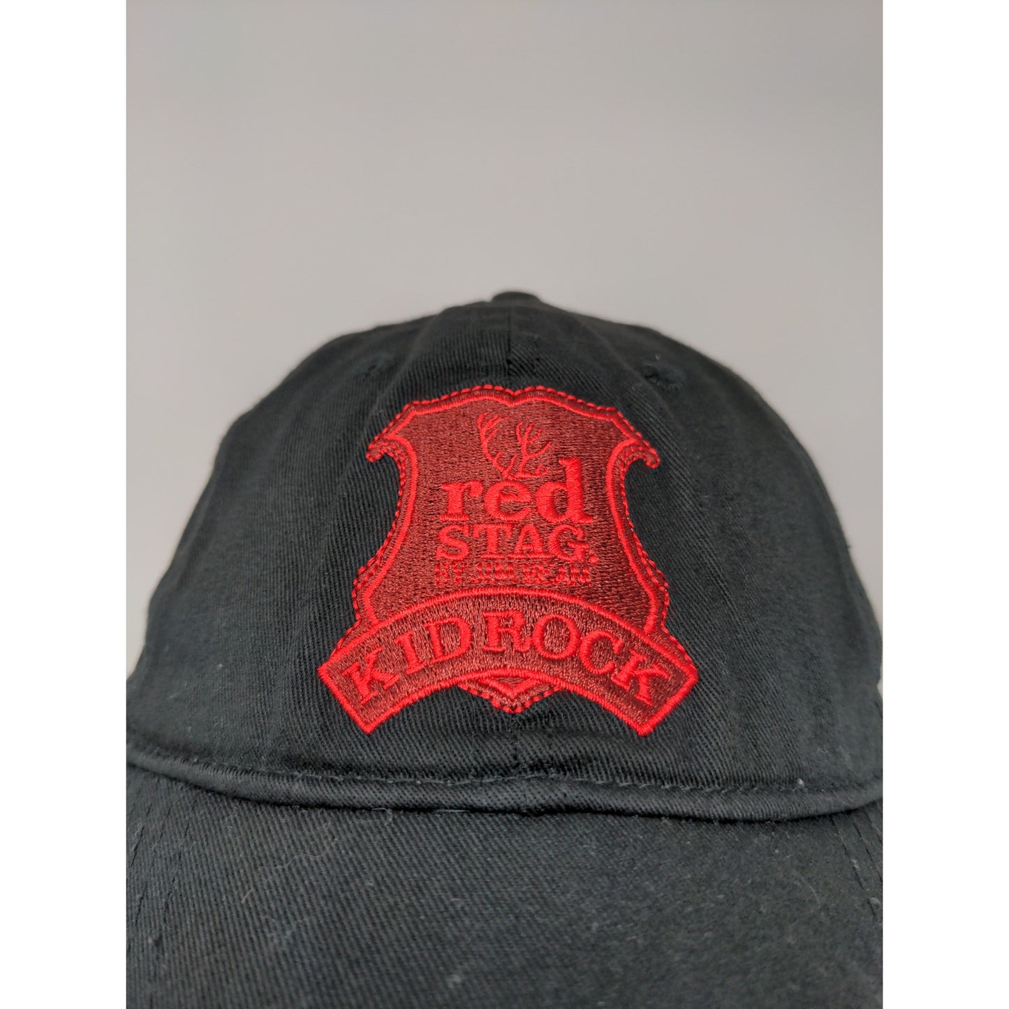 Red Stag Kid Rock Strapback Hat Drink Smart Embroidered Logo OSFA Black Red