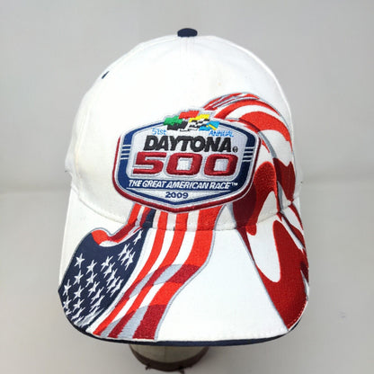 Chase Authentics NASCAR Daytona 500 Strapback Hat White OSFM 2009 Embroidered