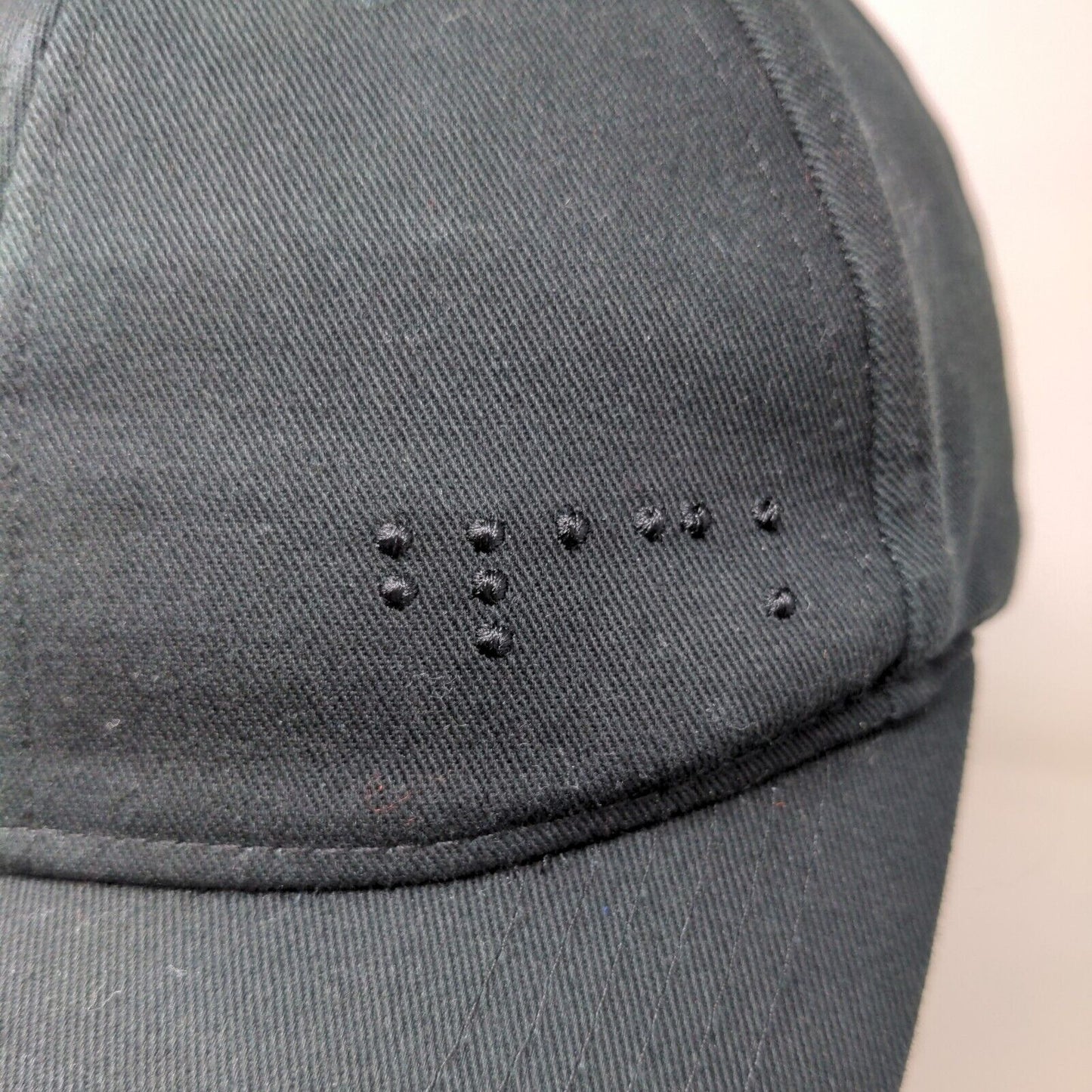 Blind Braille Men's Slideback Hat Black Adjustable Embroidered