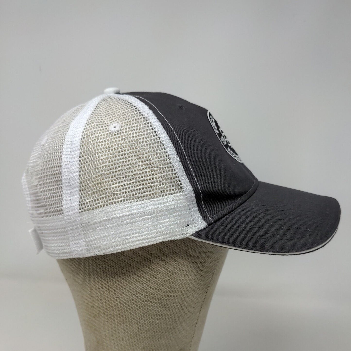 Eco ESG Men's Strapback Mesh Back Hat Gray White Adjustable Eco Safety Logo