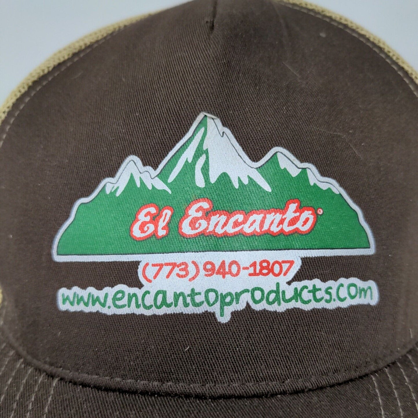 El Encanto Mens Mexican Food Distribution Meshback Snapback Hat Brown Adjustable