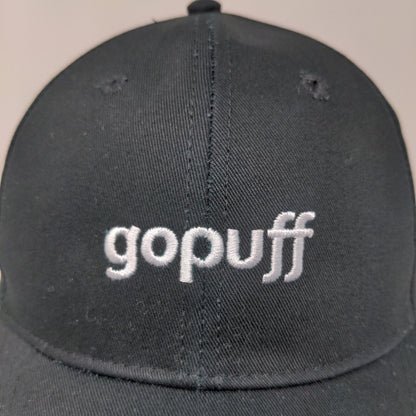 GoPuff Men's Slideback Hat Black Embroidered Spell Out Logo Adjustable