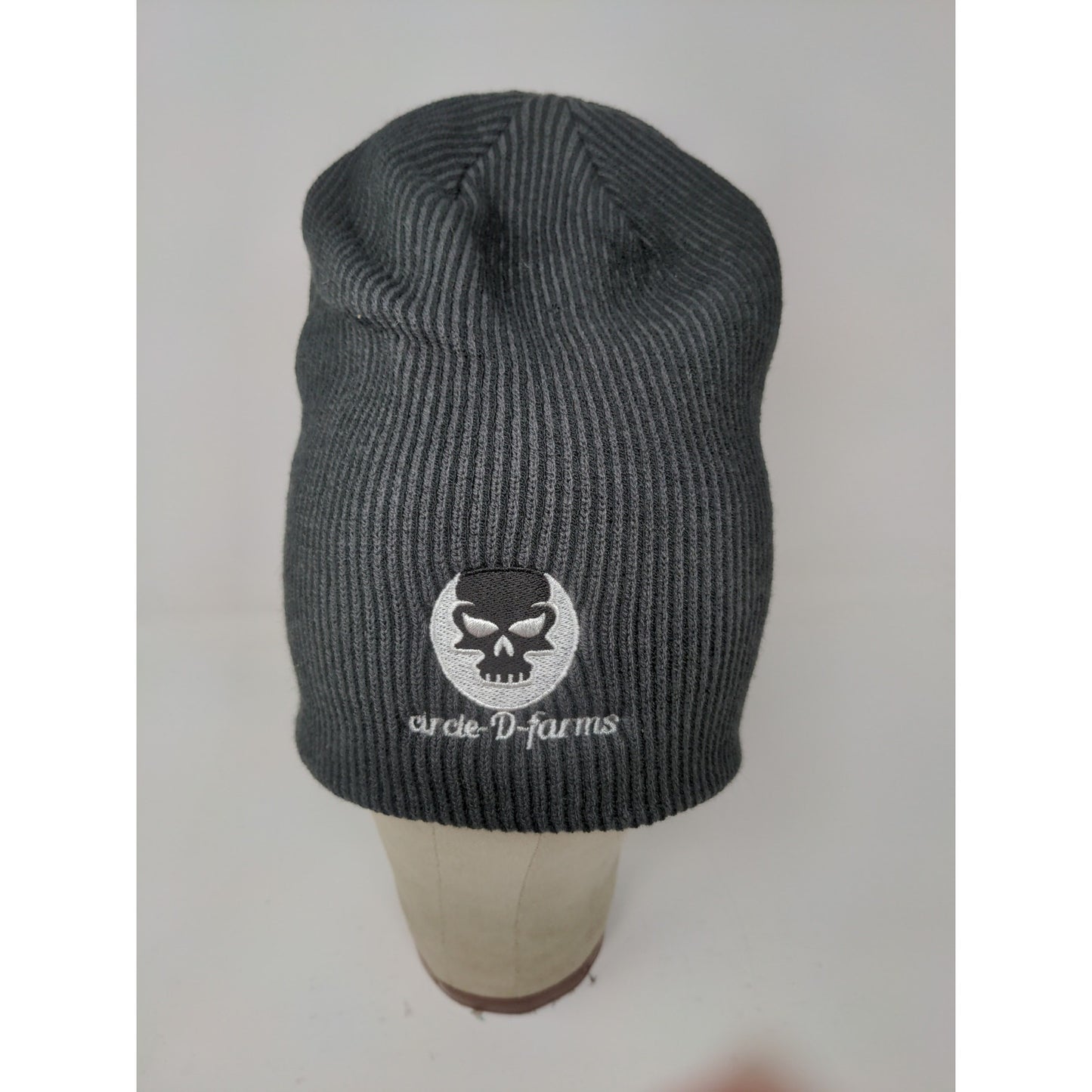 Port Authority Circle D Farms Beanie Hat Embroidered Skull Logo Black