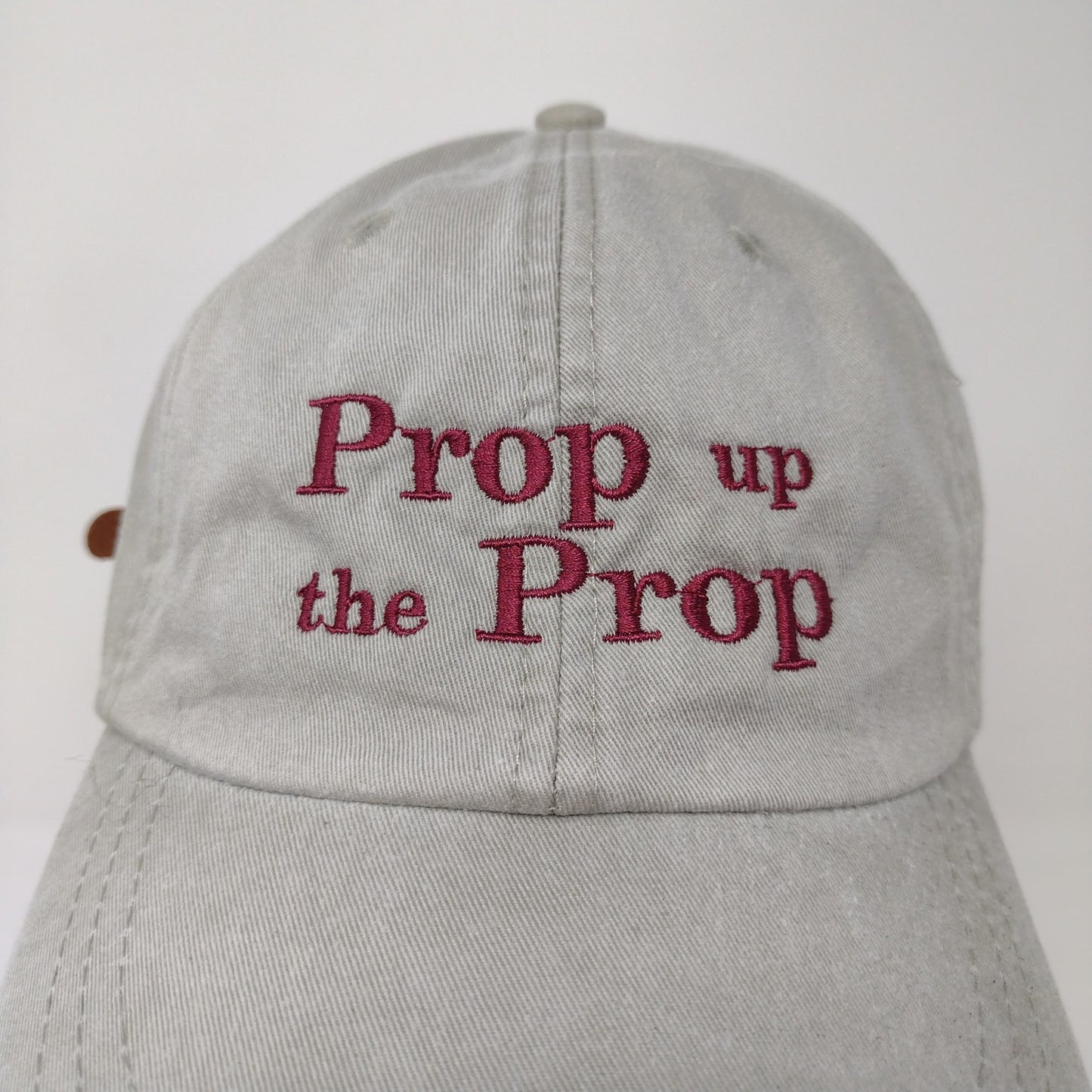 Prop Up the Prop Slideback Hat Gray Embroidered Spell Out Adjustable