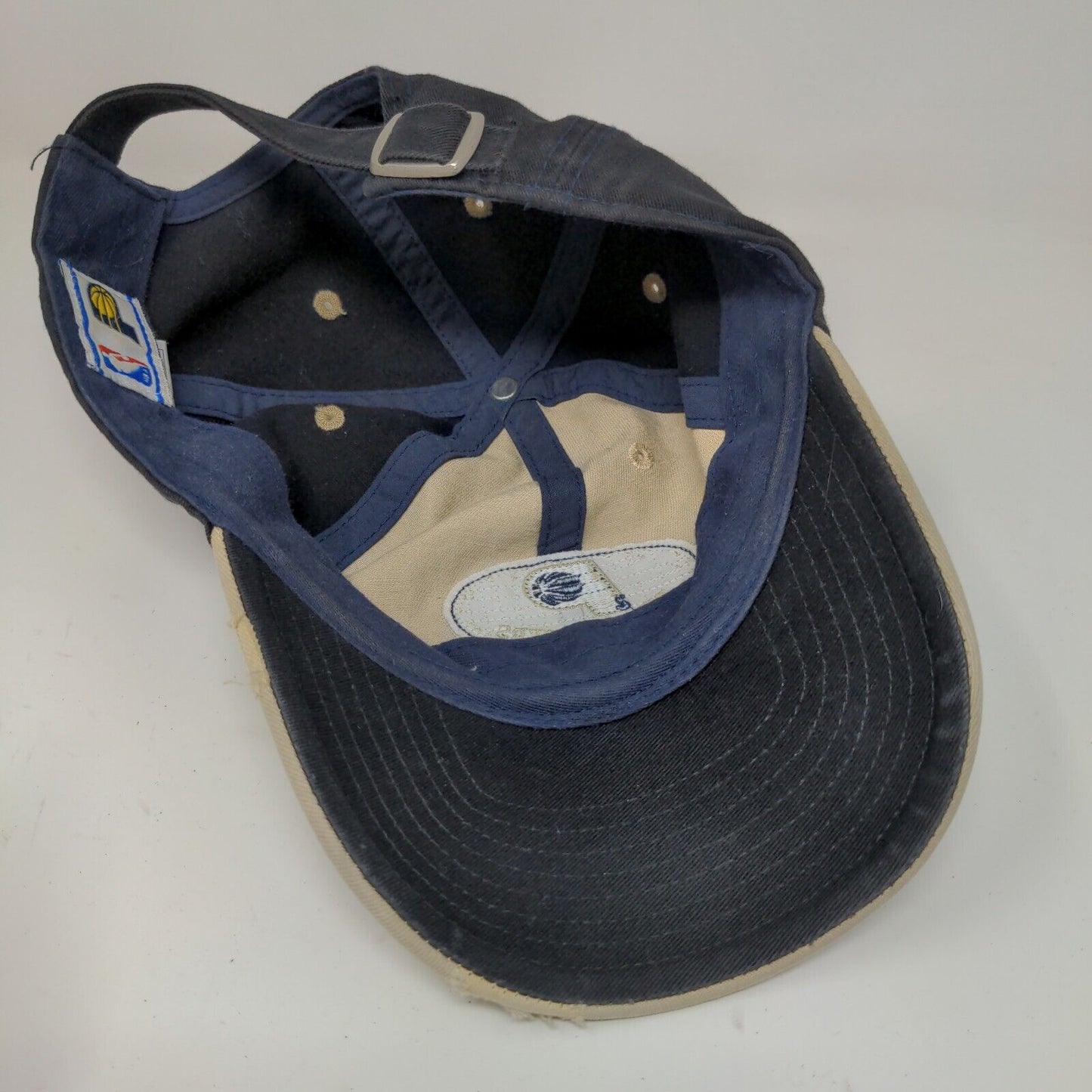 NBA Indiana Pacers Slideback Hat Embroidered Logo Tan Blue OSFA