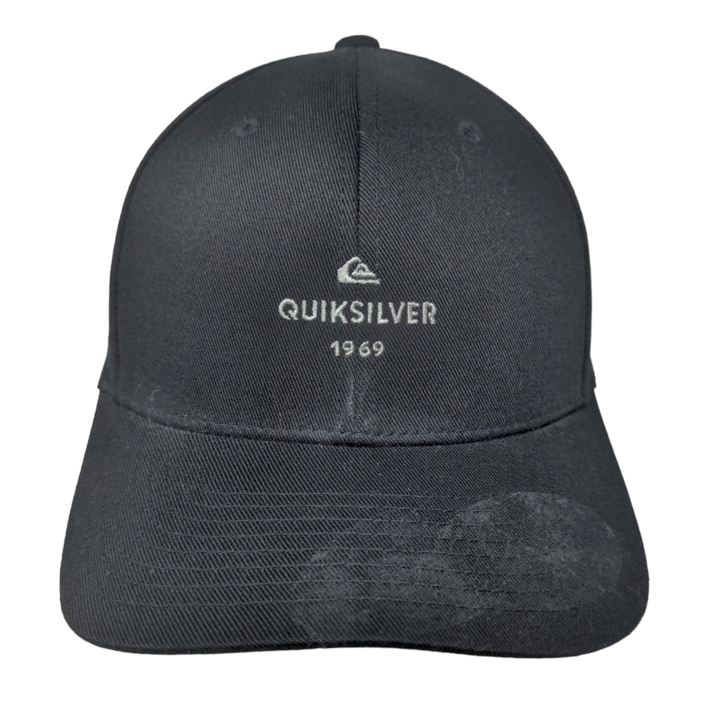 Quiksilver Men's Fitted Hat Black Size L/XL Embroidered Logo Poly Cotton Blend