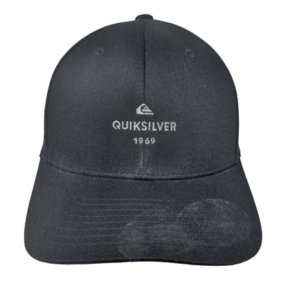 Quiksilver Men's Fitted Hat Black Size L/XL Embroidered Logo Poly Cotton Blend