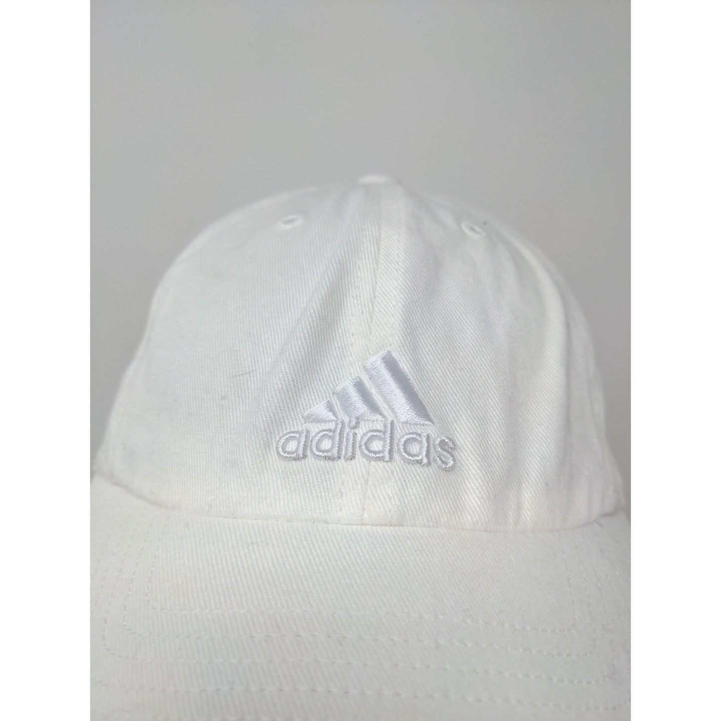 Adidas Slideback Hat White Embroidered Logo Adjustable 100% Cotton