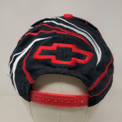 Chevrolet Racing Men's Snapback Hat Black Red White OSFA Embroidered Swirl Logo