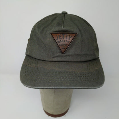 Jetty Life Marine Supply Olive Green Cap Hat Adjustable Leather Strap Buckle