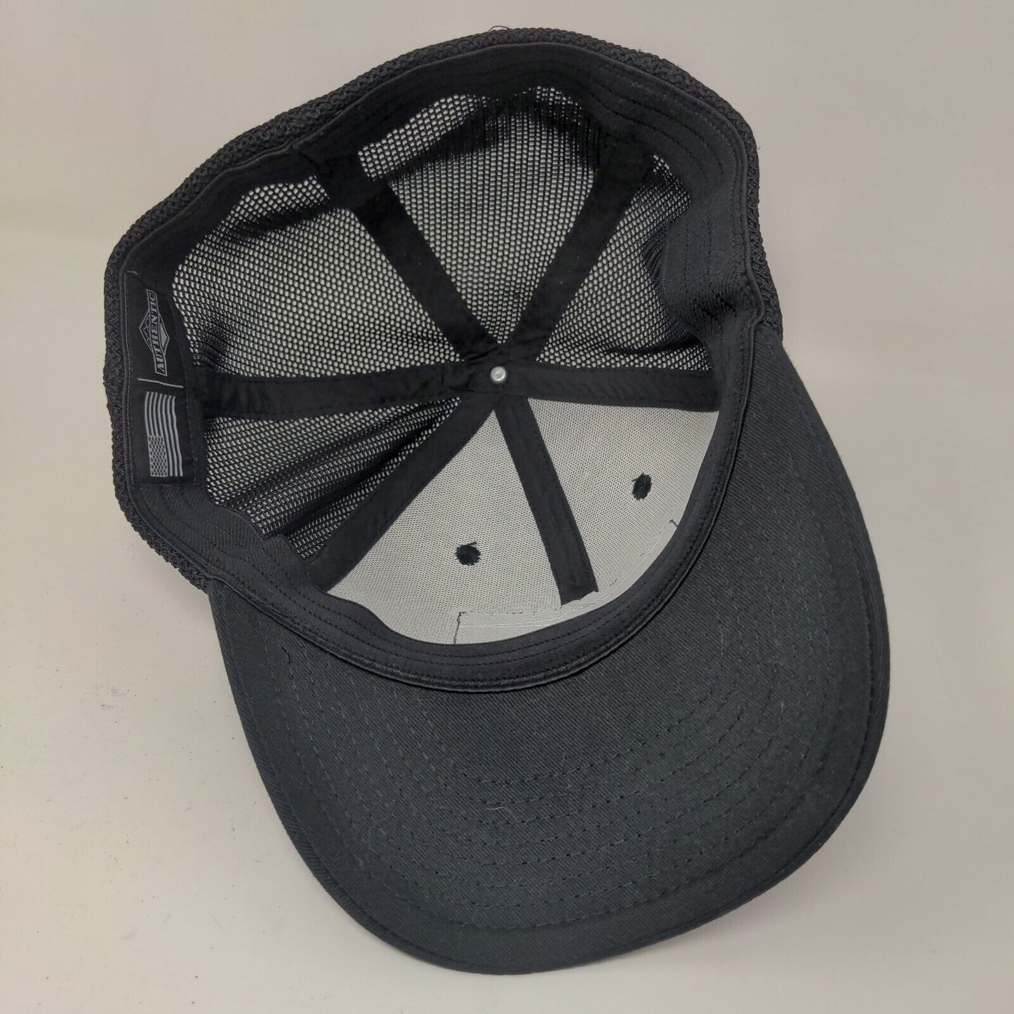 Unbranded Men's Fitted Mesh Back Hat Black Embroidered Flag Logo