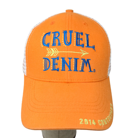 Cruel Denim Men's Strapback Mesh Back Hat Orange White Adjustable 2014