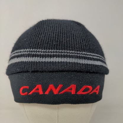 Running Room Men's Knit Beanie Hat Black Size OS 100% Acrylic Embroidered Canada