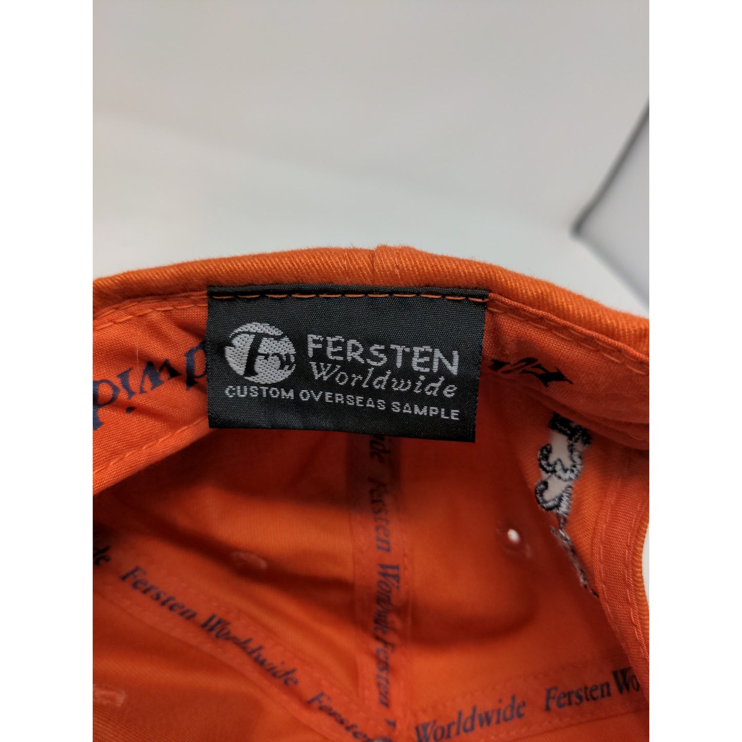 RARE CUSTOM SAMPLE Fersten Worldwide Slideback Hat Embroidered Logo Orange