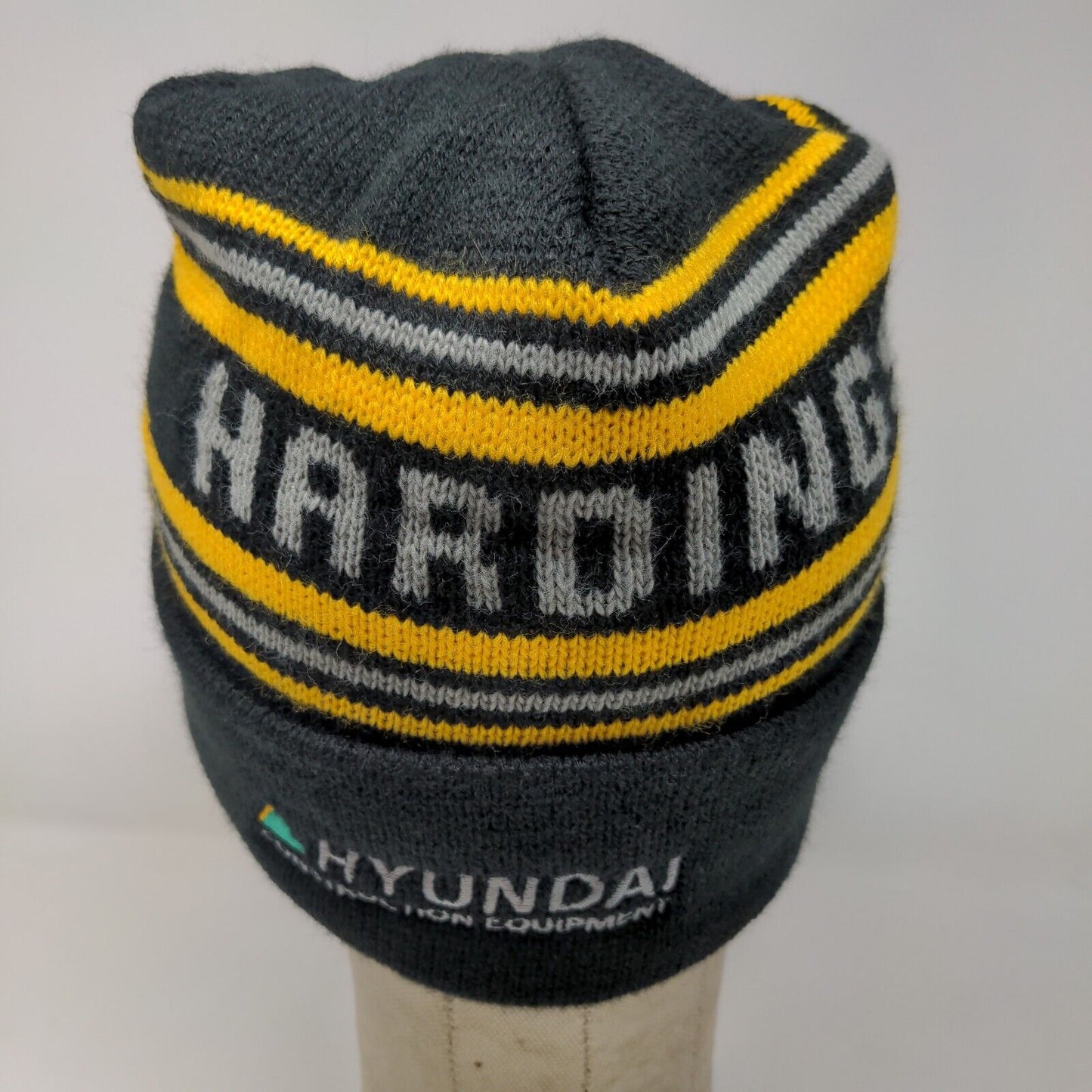 Cap America Hyundai & Hardings Construction Equipment Beanie Hat Black Made USA