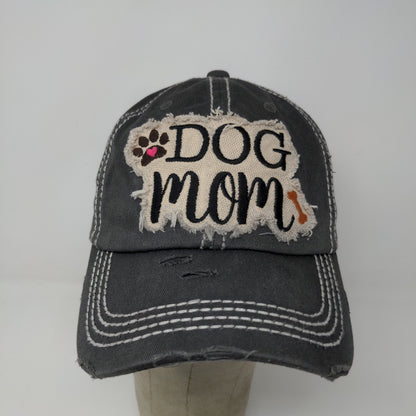 KBethos Vintage Dog Mom Strapback Hat Embroidered Patch Distressed Gray