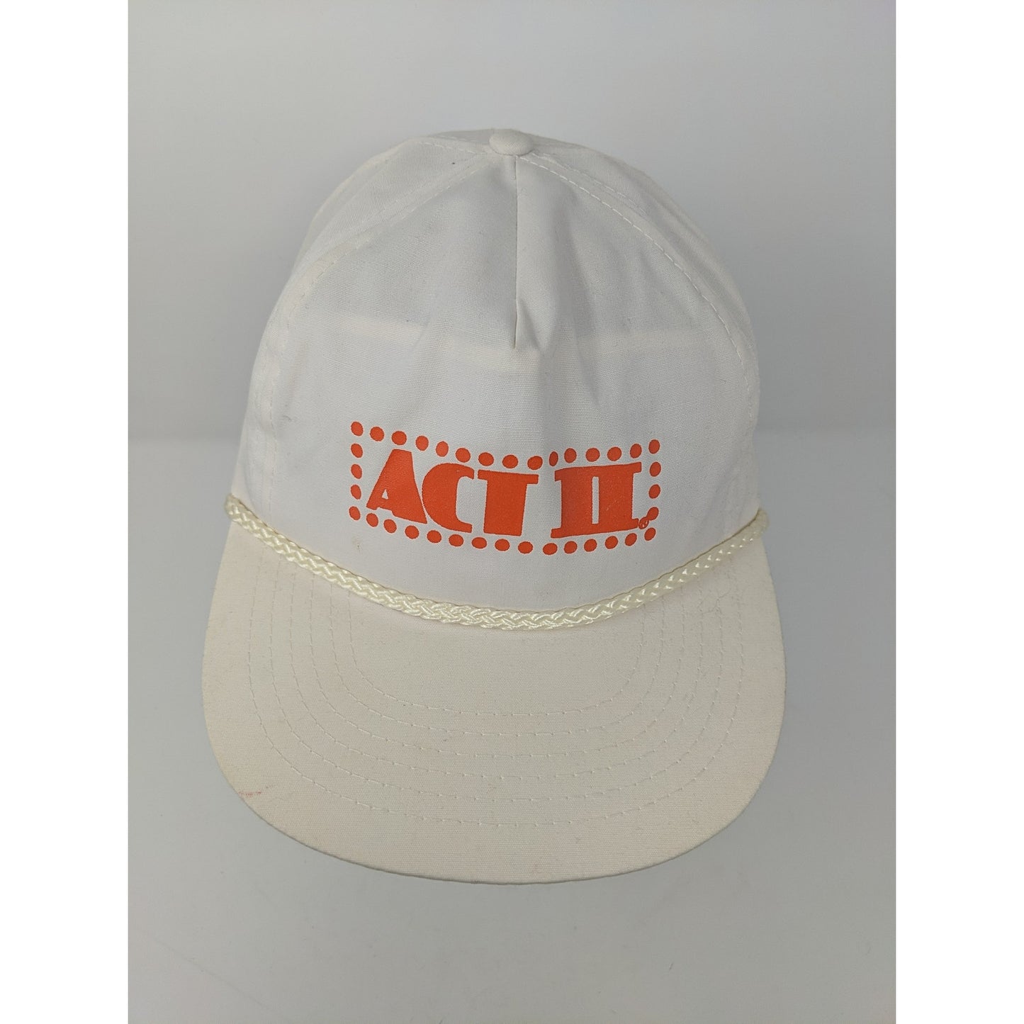 Act II Popcorn Hat White Snapback OSFA Hat Adjustable Spell Out Logo Cotton/Poly