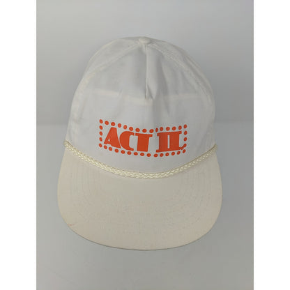 Act II Popcorn Hat White Snapback OSFA Hat Adjustable Spell Out Logo Cotton/Poly