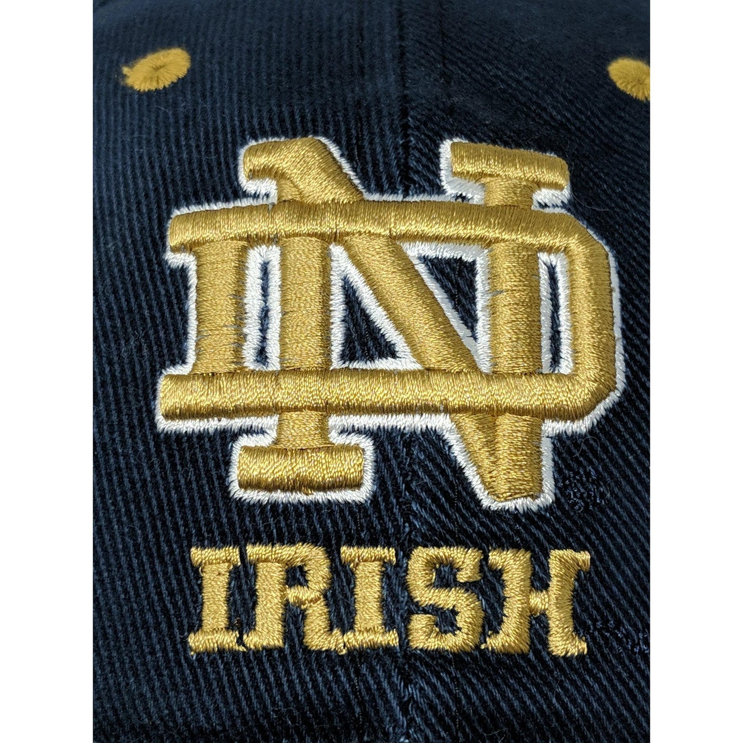 VTG Notre Dame Irish Hat Cap OSFA Strapback Embroidered Logo Blue & Gold