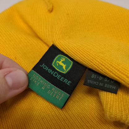 John Deere Boy's Knit Beanie Hat Yellow O/S 4-18 Embroidered Logo