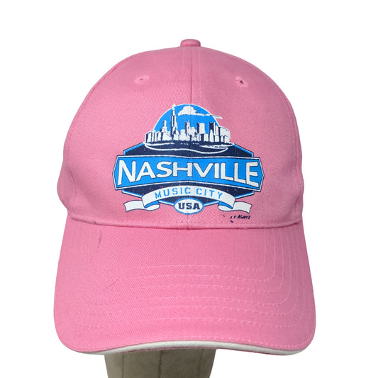 Nashville Tennessee Music City Slideback Hat Pink Adjustable Graphic Logo