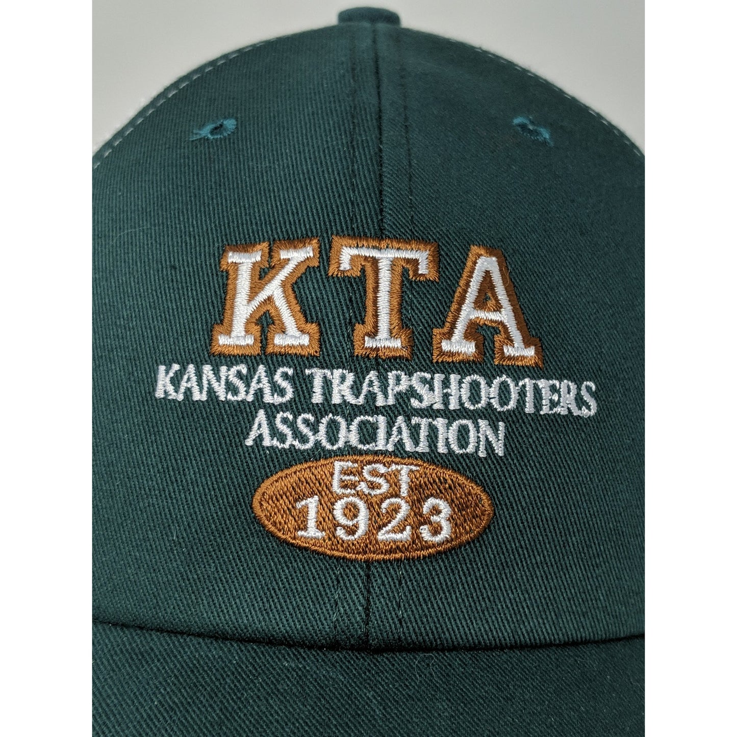 Mens KTA Kansas Trapshooters Association Hat Meshback Snapback Green & White
