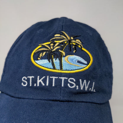 St. Kitts & Nevis Men's Strapback Hat Blue 58CM Embroidered Beach Logo