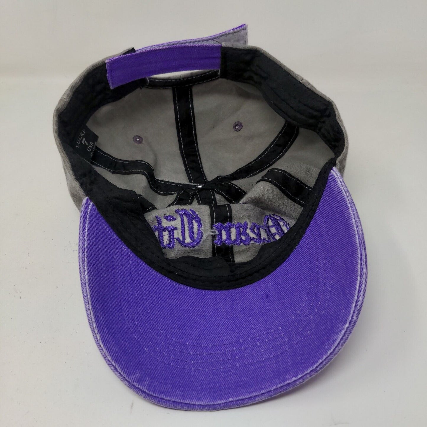 Lucky 7 USA Men's Ocean City Strapback Hat Gray Purple Embroidered Logo Maryland