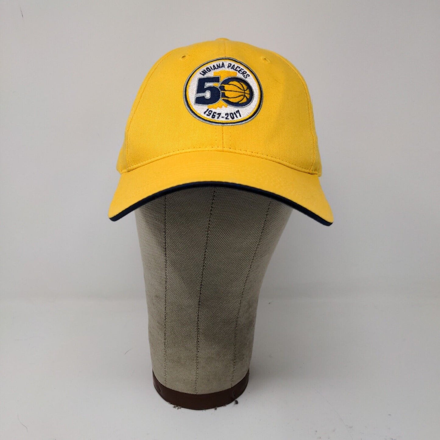 Indiana Pacers Mens Strapback 50th Anniversary Hat Embroidered Yellow Adjusted