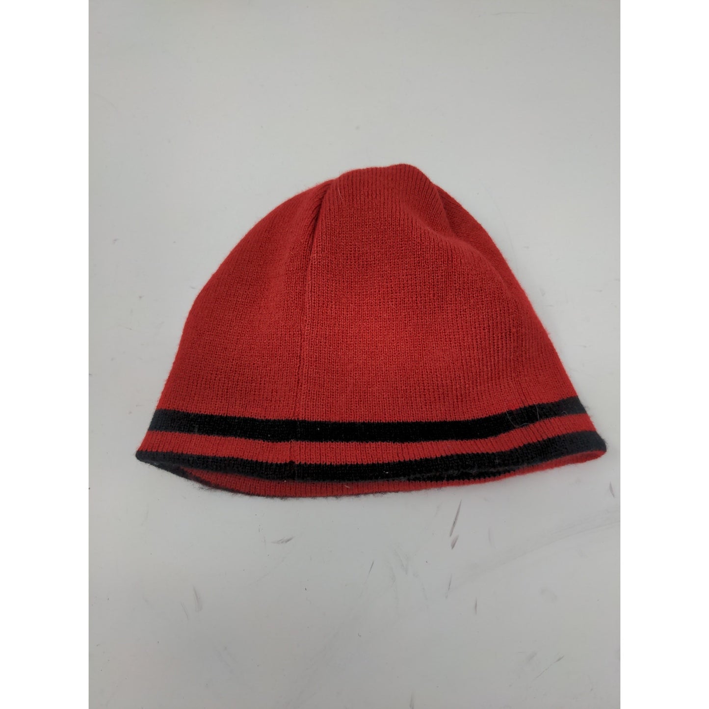 Nike Reversible Knit Beanie Hat Black Red Striped Embroidered Swoosh Logo