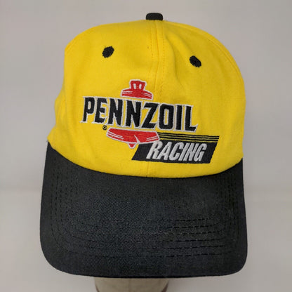 Pennzoil Racing Men's Slideback Hat Yellow Black Signed Autographed Vintage USA